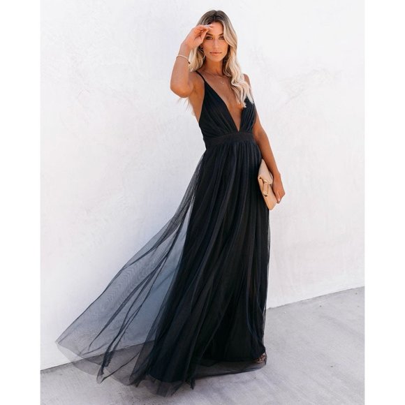 Vici Dresses & Skirts - LAST ONE - PETAL DUST MAXI DRESS - STEEL BLACK